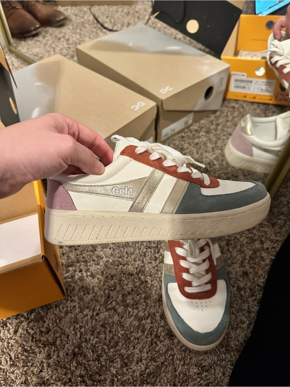 Gola Women's White, Blue, Rust, Pink & Gold Low-Top Sneaker